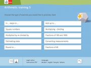 Arithmetic training 5: types of exercise
