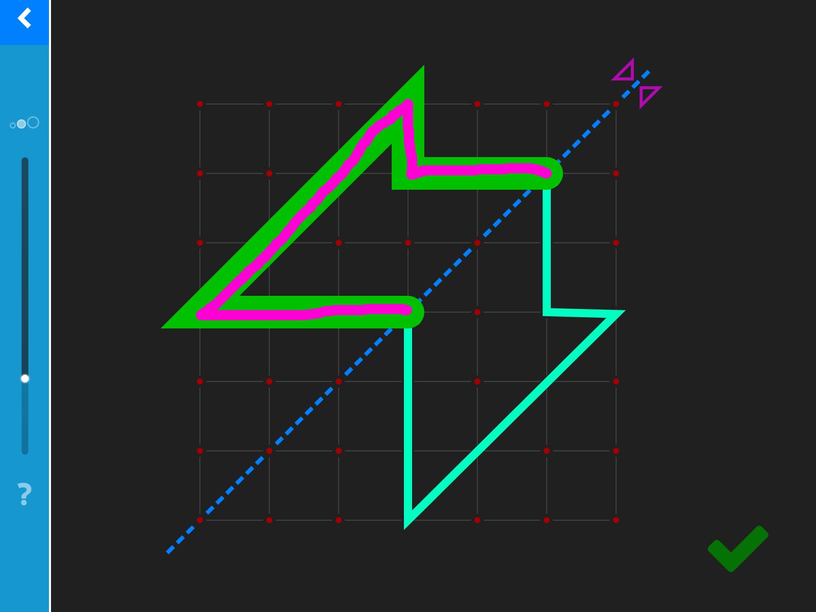 LOGO 7 – Spiegle eine Linie diagonal in einen Raster.