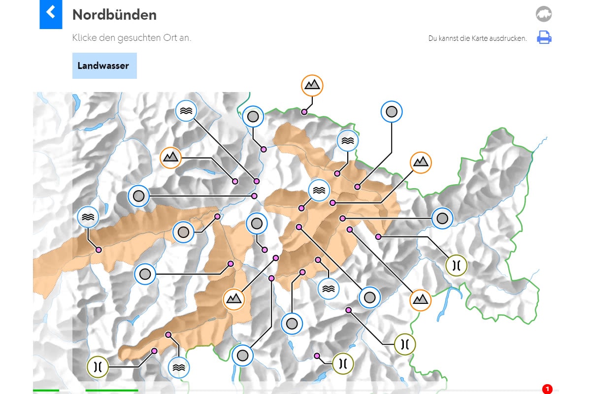 Geografie Schweiz: Abschlussübung Region Nordbünden