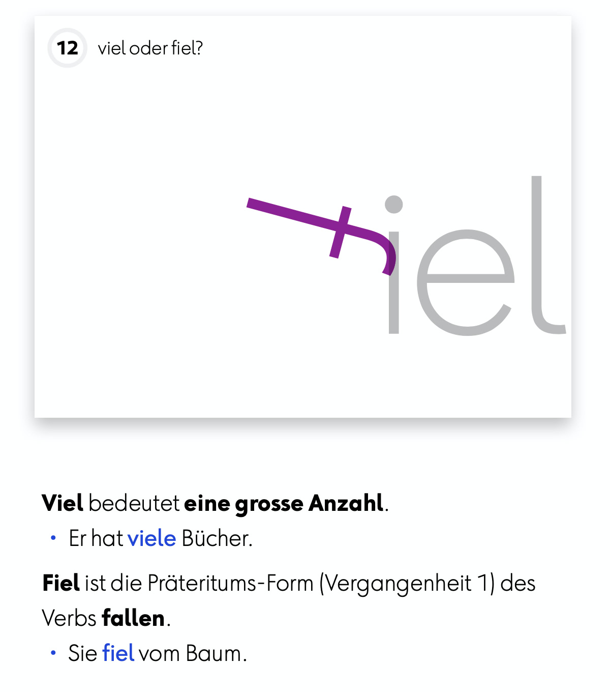 Regeltrainer Thema 12: Unterscheidung viel – fiel