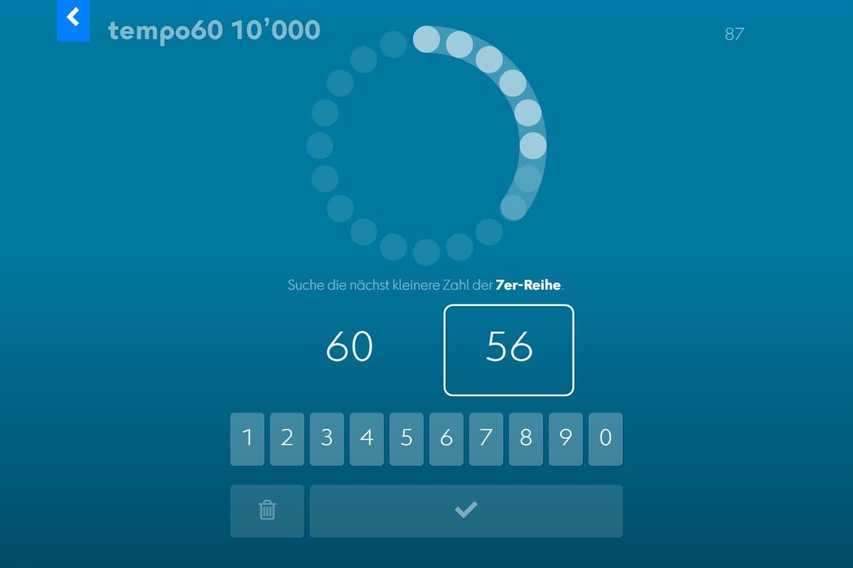 tempo60 10'000: Vorbereitung auf das Teilen mit Rest
